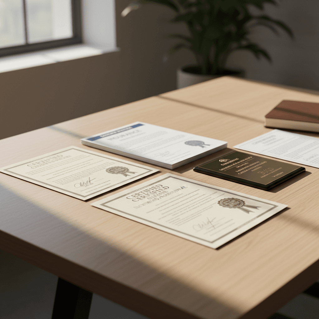 Business licenses and insurance documentation